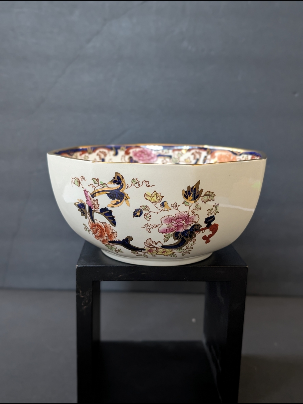 Vintage Masons Mandalay Blue Octagonal  Bowl, Hand painted. Made in England